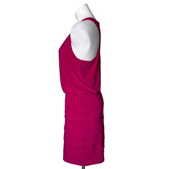 Laundry by Shelli Segal Fuchsia Mini Dress, V-Neckline Racerback Women's Size 8 - Picture 5 of 8
